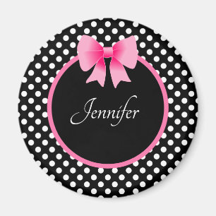 Personalised Name Cute Pink Bow Magnet