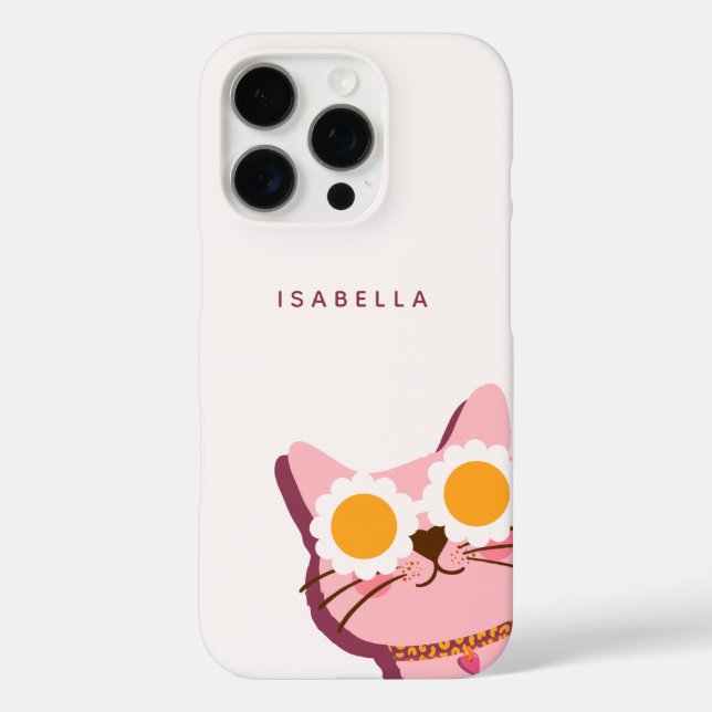 Personalised Name Cute Pink Cat Case-Mate iPhone Case (Back)
