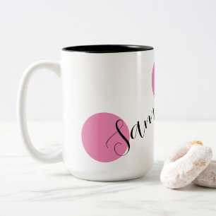 Personalised Name Cute Pink Two-Tone Coffee Mug
