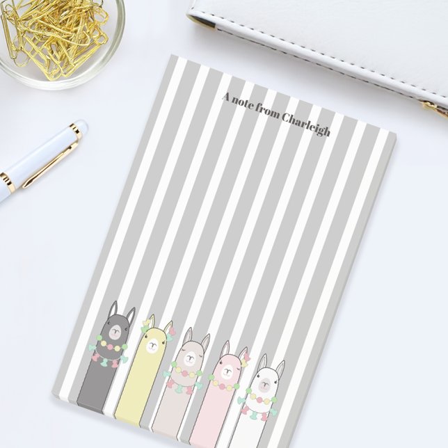 Personalised Name Cute Retro Colourful Llamas Post-it Notes (Creator Uploaded)