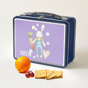 Personalised Name Cute Stuffed Animal Bunny Metal Lunch Box