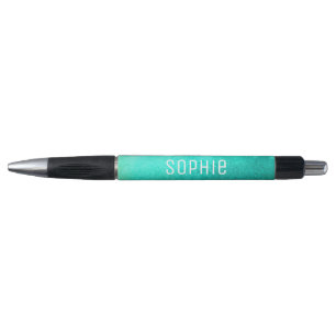 Personalised name cute teal blue watercolor art