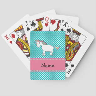 Personalised name cute unicorn playing cards