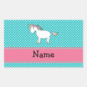 Personalised name cute unicorn rectangular sticker