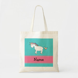 Personalised name cute unicorn tote bag