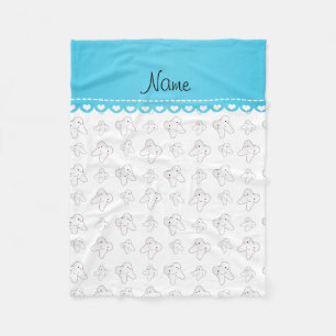 Personalised name cute white tooth pattern fleece blanket