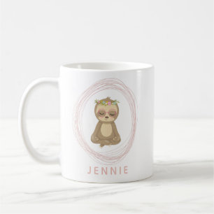 Personalised Name Cute Yoga Sloth Meditation Coffee Mug