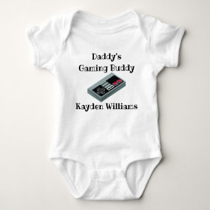 personalised name daddy's gaming buddy baby bodysuit
