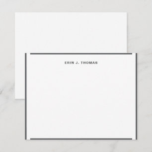 Personalised Name Dark Grey Border Stationery Card