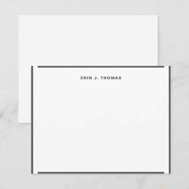  Personalised Name Dark Grey Border Stationery Card (Front/Back)