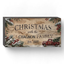 Personalised Name Date Family Christmas Wood Sign