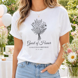 Personalised Name & Date Floral Birthday Party T-Shirt