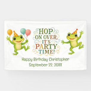 Personalised Name Date Frog Boys Toddler Birthday Banner