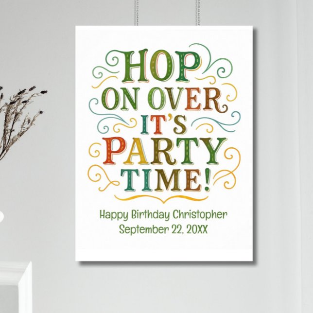 Personalised Name Date Party Time Birthday Poster (Birthday party poster for kids and adults. Gender Neutral. Personalized with name & birthday)
