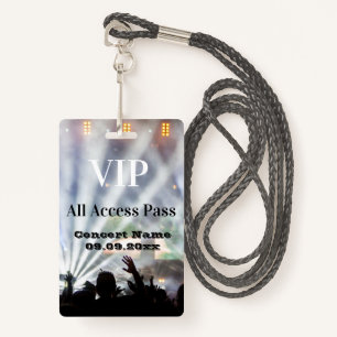 Personalised Name Date VIP Concert Access Pass ID Badge