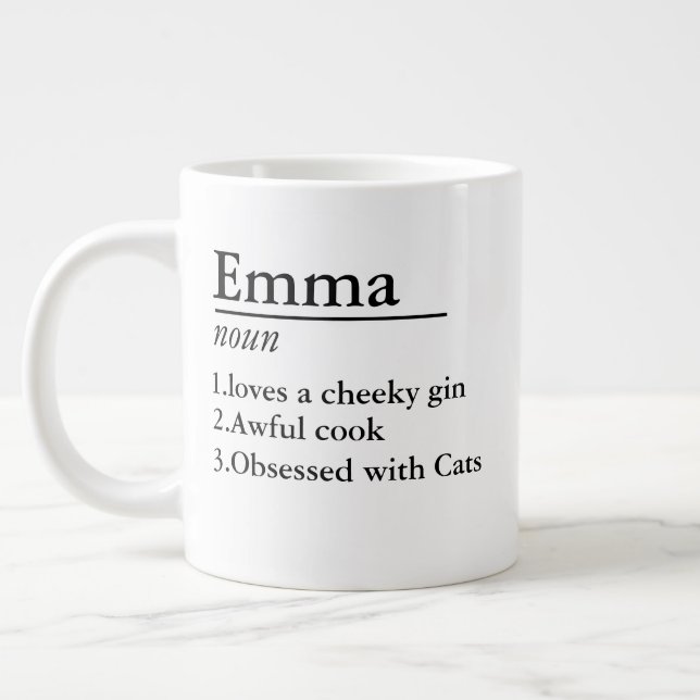 Personalised Name Definition Grey Satin Mug Laser  (Left)