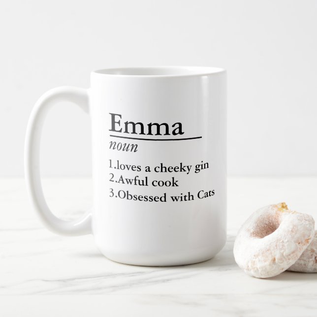 Personalised Name Definition Grey Satin Mug Laser  (With Donut)
