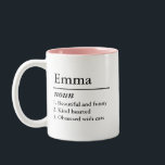 Personalised Name Definition Noun Custom Text Two-Tone Coffee Mug<br><div class="desc">Personalised name definition simple typography design mug perfect personalised gift for friends and family members birthday or any other special moments.</div>