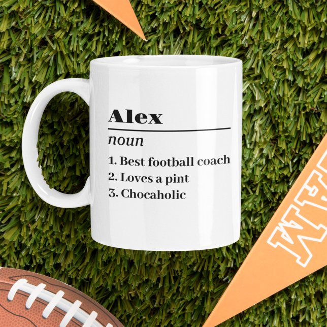 Personalised Name Definition Noun Football Coach Coffee Mug (Creator Uploaded)