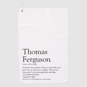 Personalised Name Definition Typographic Modern Golf Towel