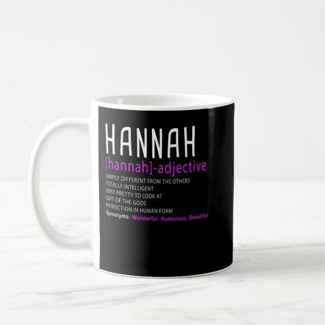 Personalised Name Description Hannah Premium  Coffee Mug (Left)