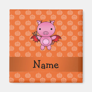 Personalised name devil pig orange pumpkins magnet