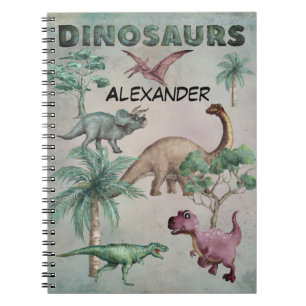 Personalised Name Dino Dinosaur Notebook for Boys