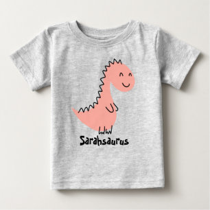 Personalised Name Dinosaur Baby T-Shirt 