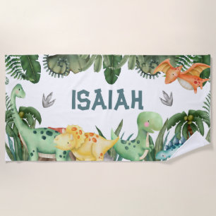 Personalised Name Dinosaur Beach Towel