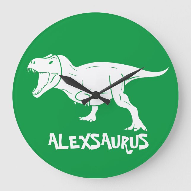 Personalised Name Dinosaur Large Clock (Front)