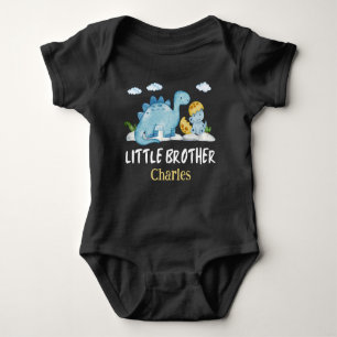 Personalised Name Dinosaur Little Brother Baby Bodysuit