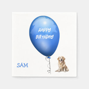 Personalised Name Dog Photo Birthday Napkins