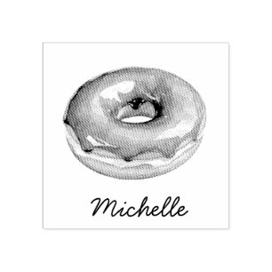 Personalised Name Doughnut  Rubber Stamp