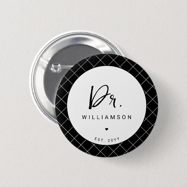 Personalised Name Dr Minimalist Doctor Graduation 6 Cm Round Badge (Front & Back)