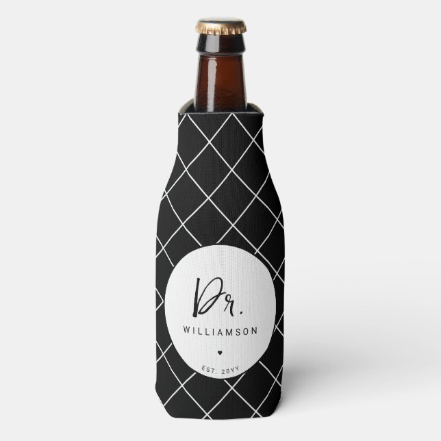 Personalised Name Dr Minimalist Doctor Graduation Bottle Cooler (Bottle Front)