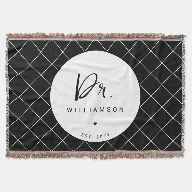 Personalised Name Dr Minimalist Doctor Graduation Throw Blanket (Front)