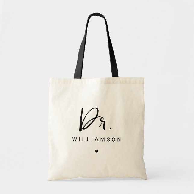 Personalised Name Dr Minimalist Doctor Graduation Tote Bag (Front)