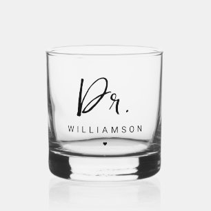 Personalised Name Dr Minimalist Doctor Graduation Whiskey Glass