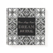Personalised Name Dream Journal Black Grey White