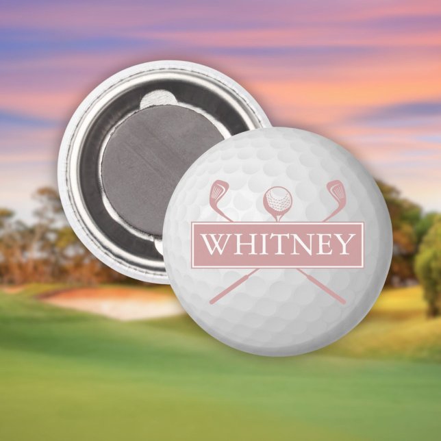 Personalised Name Dusty Rose Pink Golf Ball  Magnet (Personalized Name Dusty Rose Pink Golf Ball Magnet)