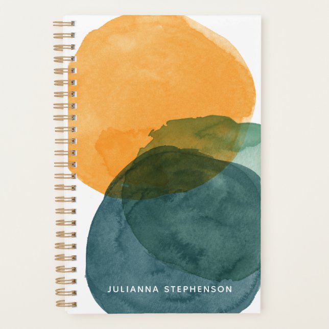 Personalised Name Earthy Abstract Watercolor Chic Planner (Front)