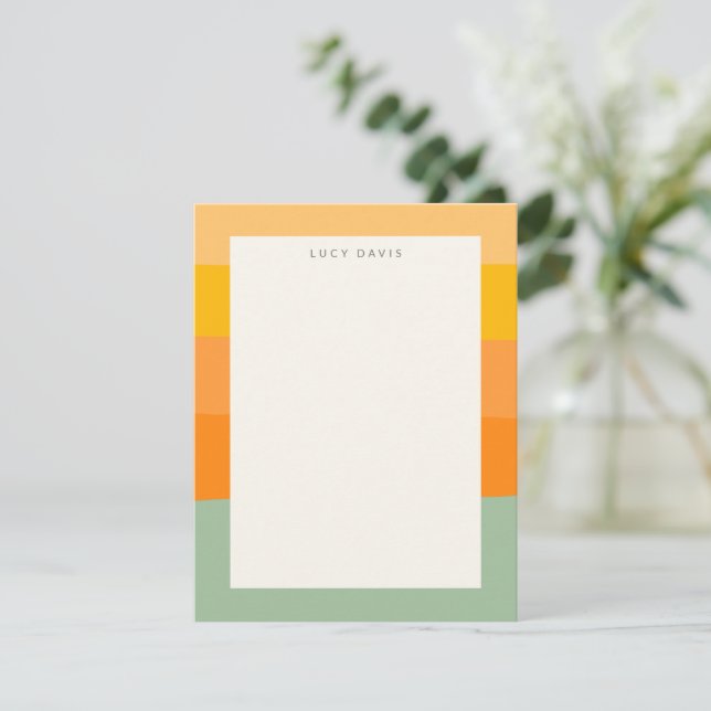 Personalised Name Earthy Muted Pastel Stripes Card (Standing Front)