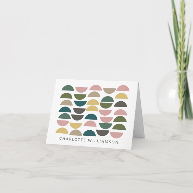 Personalised Name Earthy Pastels Geometric Modern Note Card (Front)