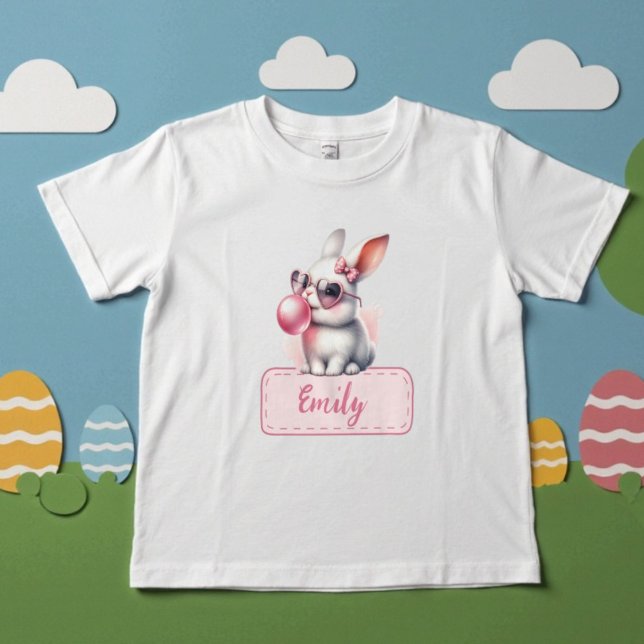 Personalised Name Easter Bunny Pink Bubblegum Toddler T-Shirt (Personalized Name Easter Bunny Pink Bubblegum Toddler T-shirt)