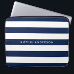 Personalised Name Editable Colour and White Stripe Laptop Sleeve<br><div class="desc">Laptop sleeve featuring editable colour (click customise and change the background colour) and white stripes. Personalise this by replacing placeholder text with your name and for more options such as to change the font, it's size and spacing between letters click the "Customise it" button. *Please note that the Zazzle Watermark...</div>
