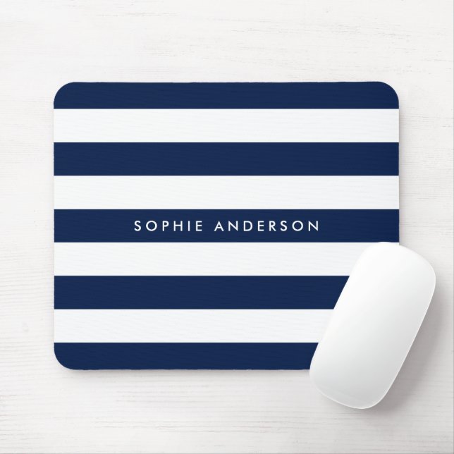 Personalised Name Editable Colour and White Stripe Mouse Pad (With Mouse)