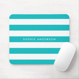 Personalised Name Editable Colour and White Stripe Mouse Pad