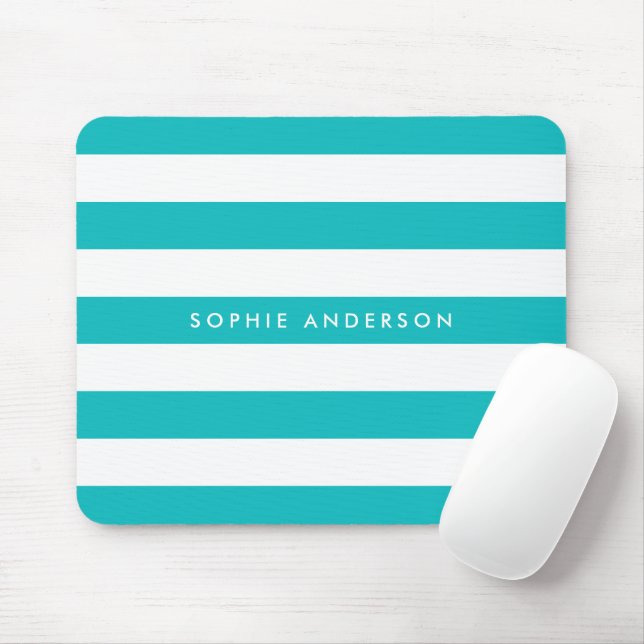 Personalised Name Editable Colour and White Stripe Mouse Pad (With Mouse)