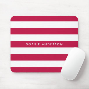 Personalised Name Editable Colour and White Stripe Mouse Pad