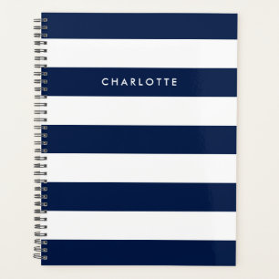 Personalised Name Editable Colour and White Stripe Planner
